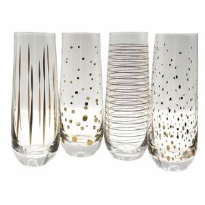 Christian Siriano New York Stemless Champagne Glasses Set of 4 NIB